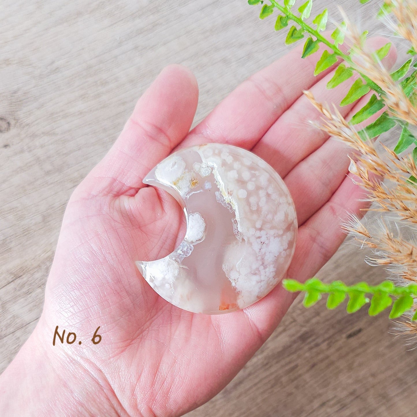 Flower Agate Moon Carvings