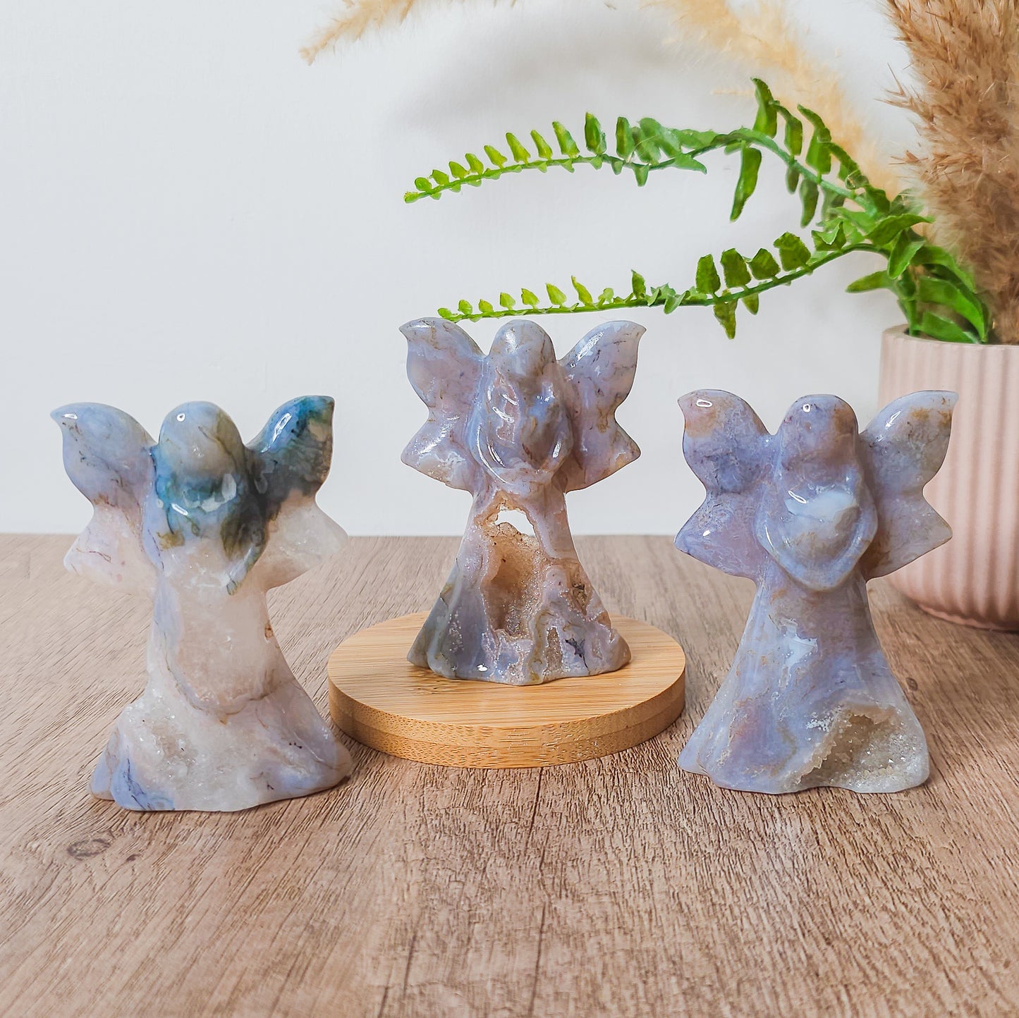 Blue Moss Agate Fairy/Angel Carvings