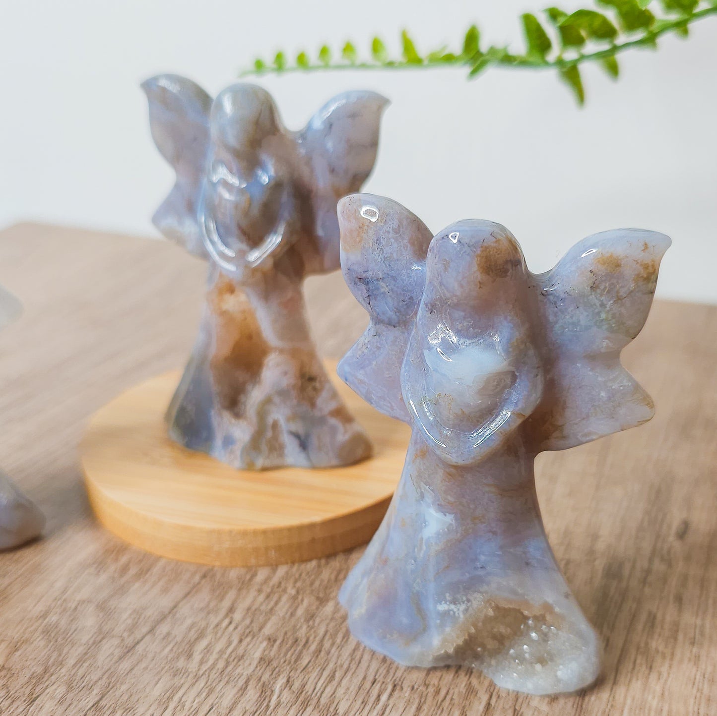 Blue Moss Agate Fairy/Angel Carvings