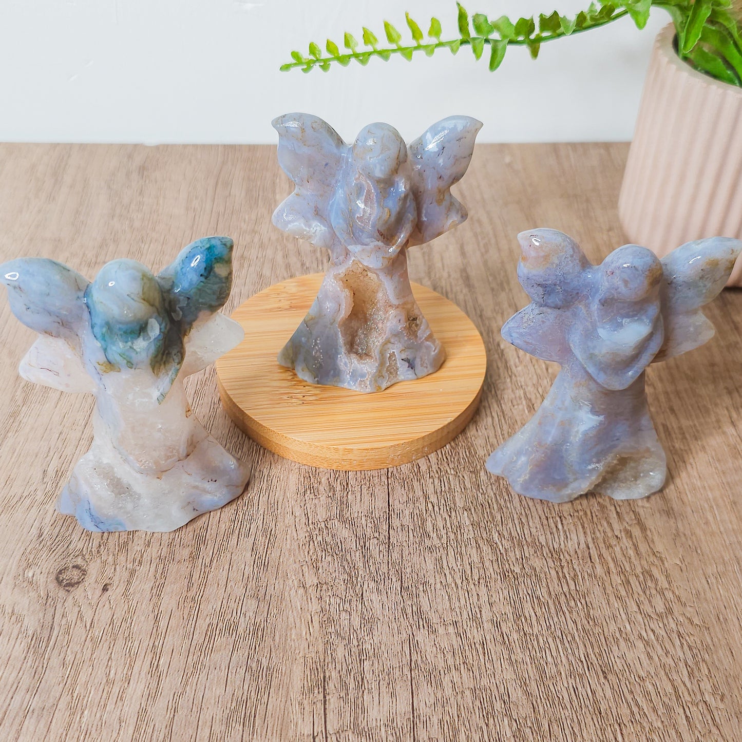 Blue Moss Agate Fairy/Angel Carvings