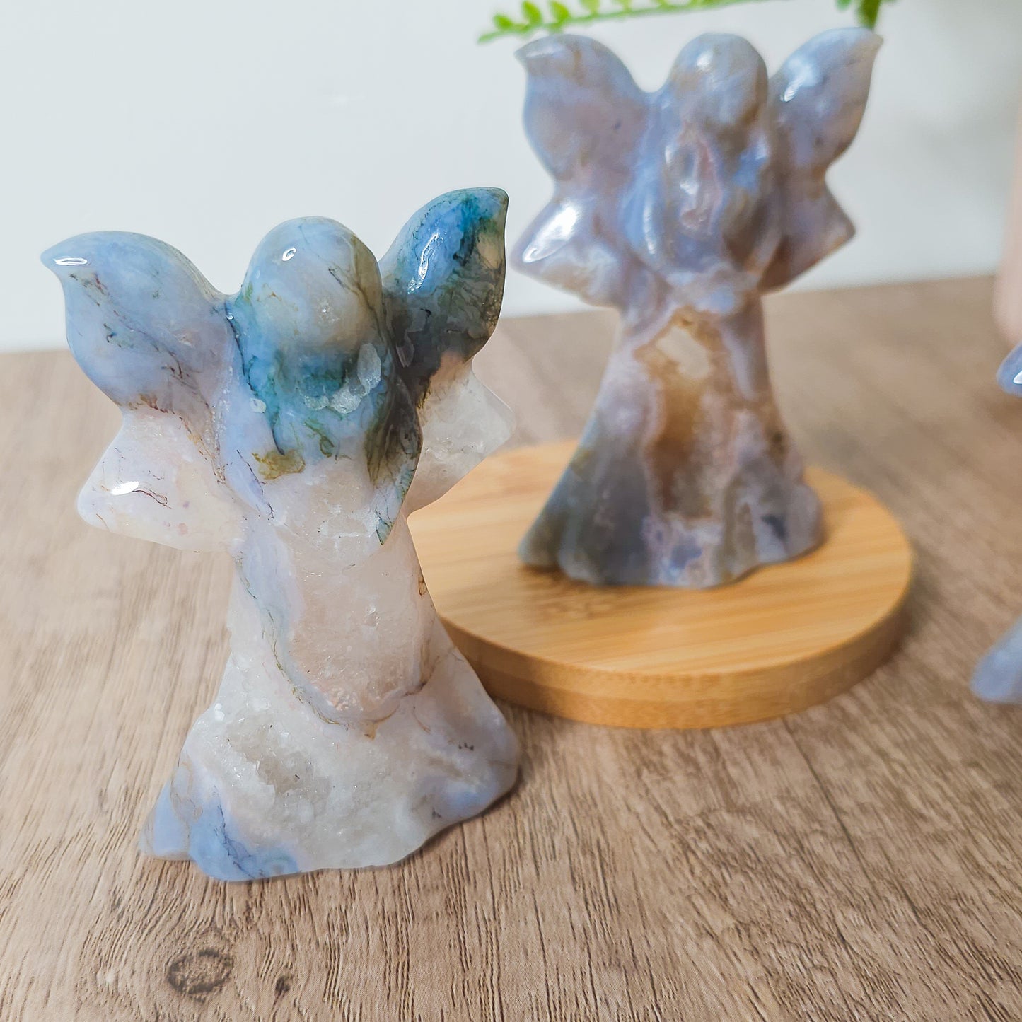 Blue Moss Agate Fairy/Angel Carvings