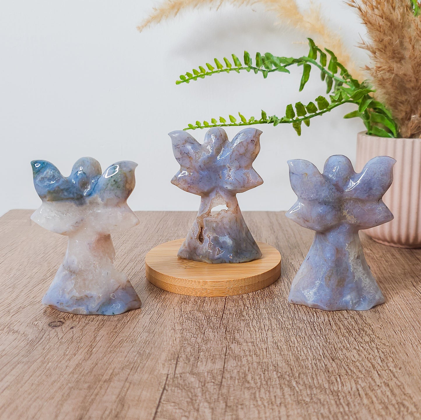 Blue Moss Agate Fairy/Angel Carvings