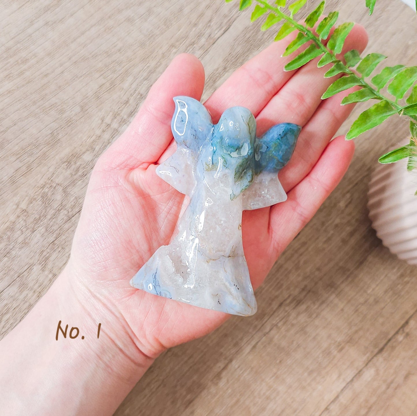 Blue Moss Agate Fairy/Angel Carvings