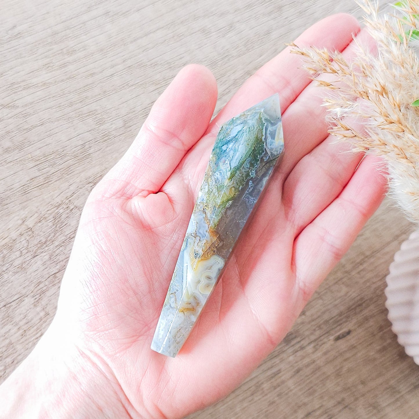 Moss Agate Wand