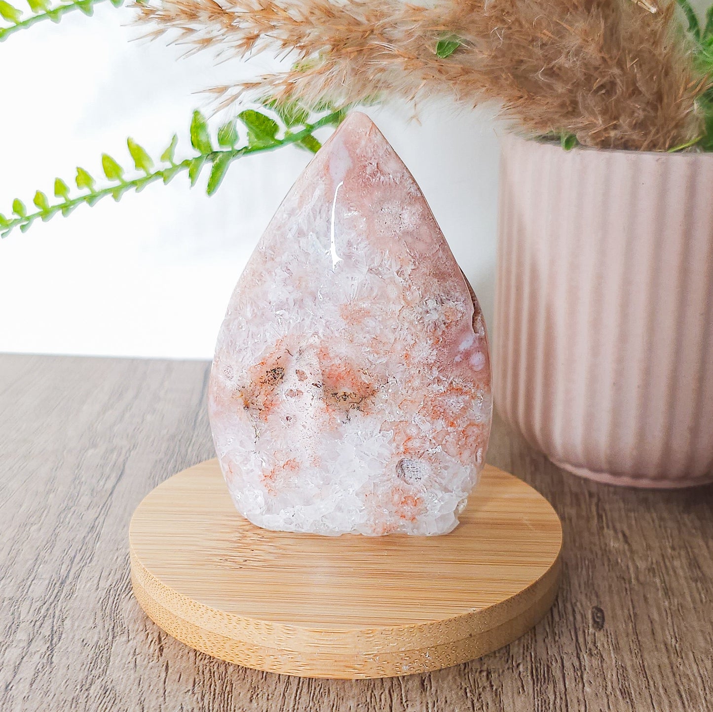 Very Sparkly Flower Agate with Pink Amethyst and Quartz Free-Form