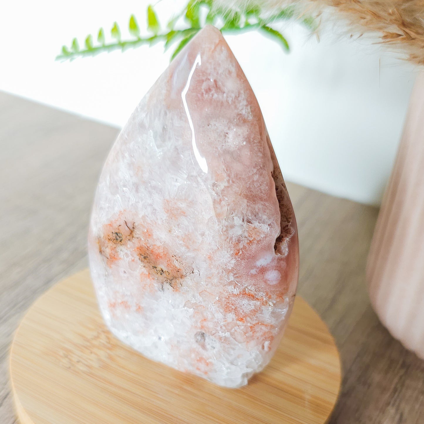 Very Sparkly Flower Agate with Pink Amethyst and Quartz Free-Form