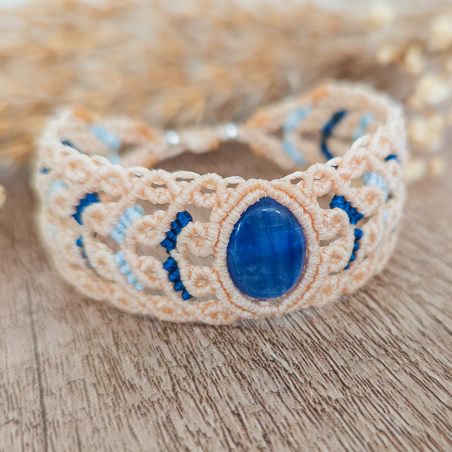 Handmade Blue Kyanite Macrame Bracelet