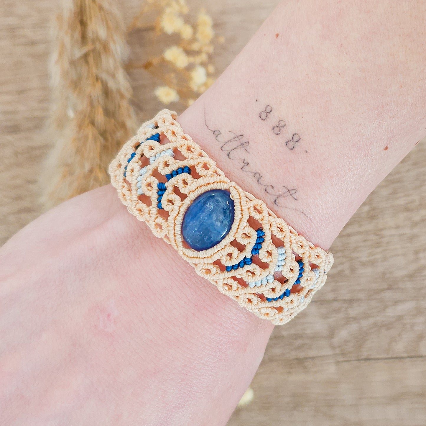 Handmade Blue Kyanite Macrame Bracelet