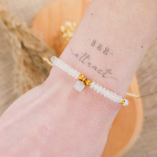 Handmade Bracelet with Rose Quartz, Pink Tourmaline and Moonstone