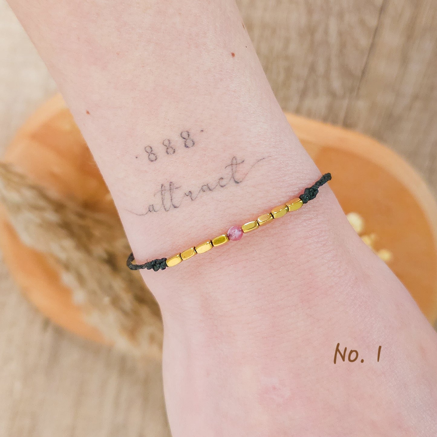Handmade Bracelet with Gold Plated Hematite and Pink Tourmaline
