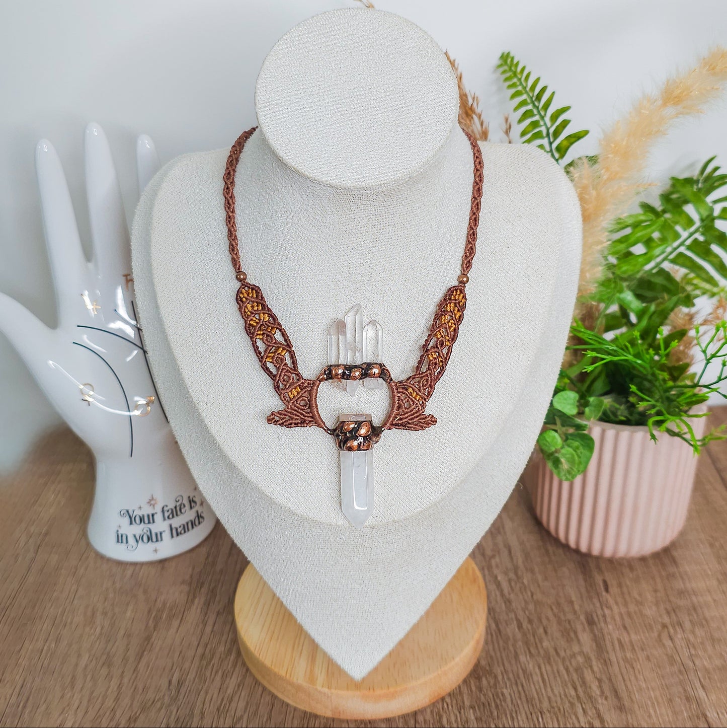 Handmade Amulet Necklace with Clear Quartz
