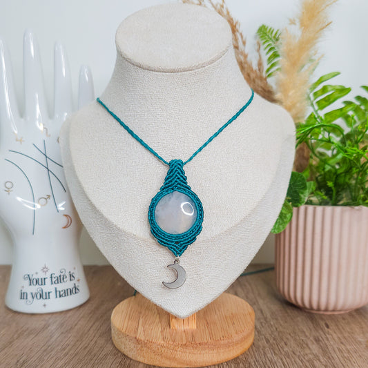 Handmade Rose Quartz Lunar Necklace
