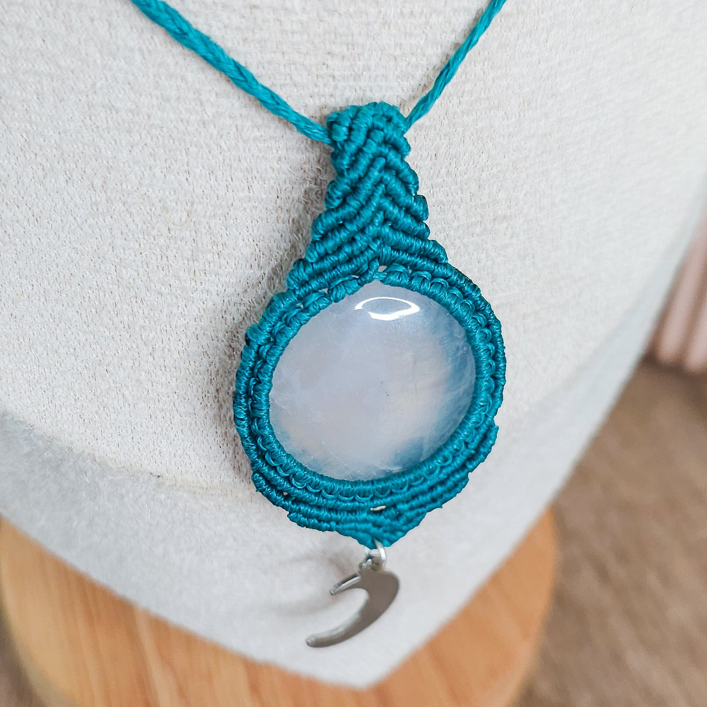 Handmade Rose Quartz Lunar Necklace