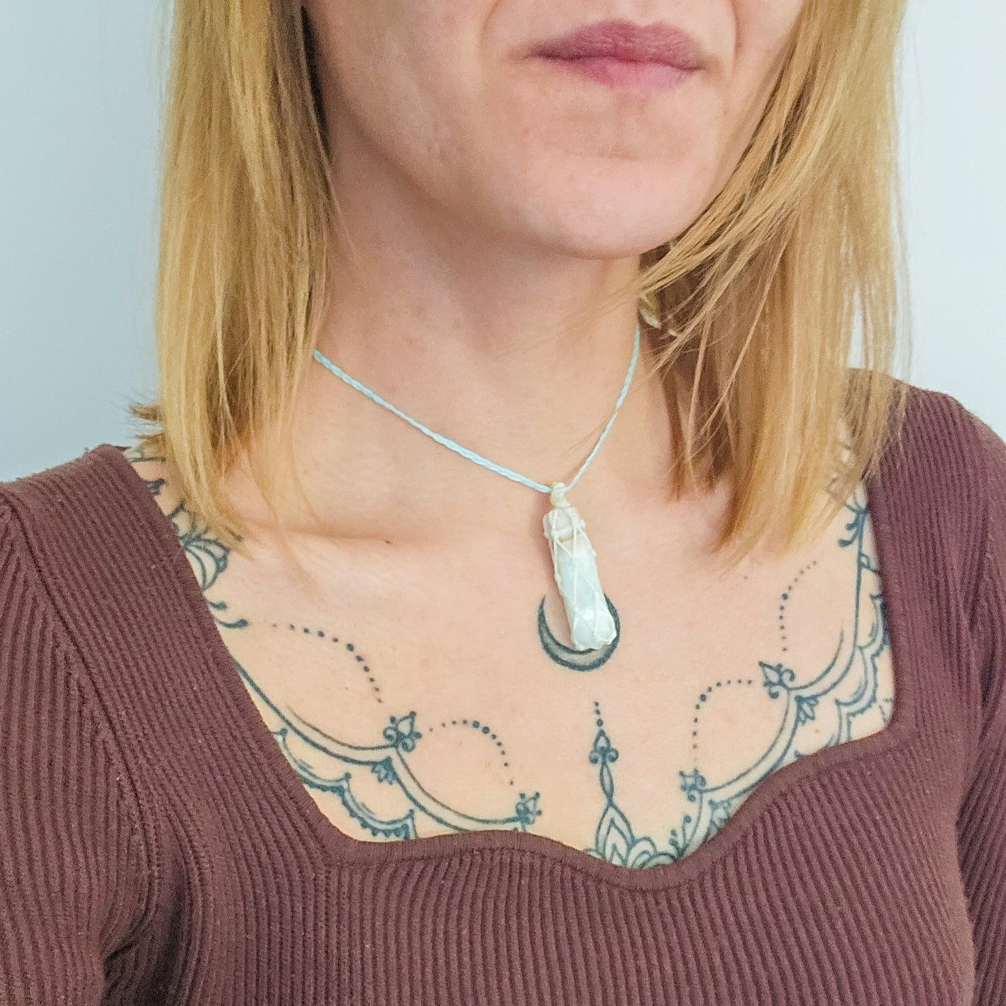 Handmade Necklace with Caribbean Calcite Point