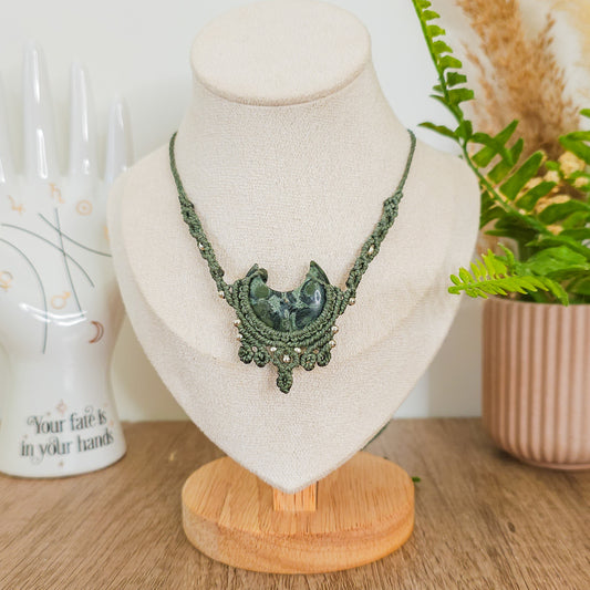 Handmade Kambaba Jasper Moon Necklace