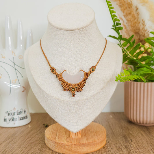 Handmade Rose Quartz Moon Necklace