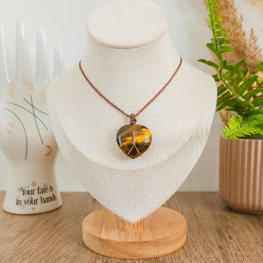 Handmade Tiger's Eye Heart Necklace