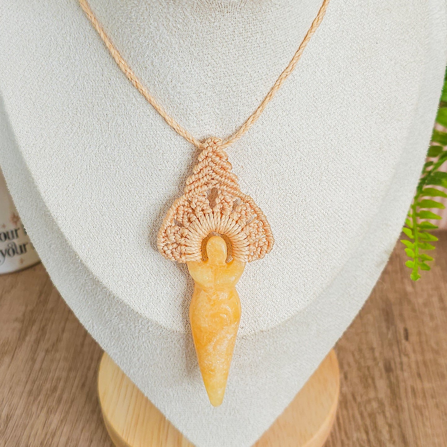 Handmade Orange Calcite Goddess Amulet Necklace
