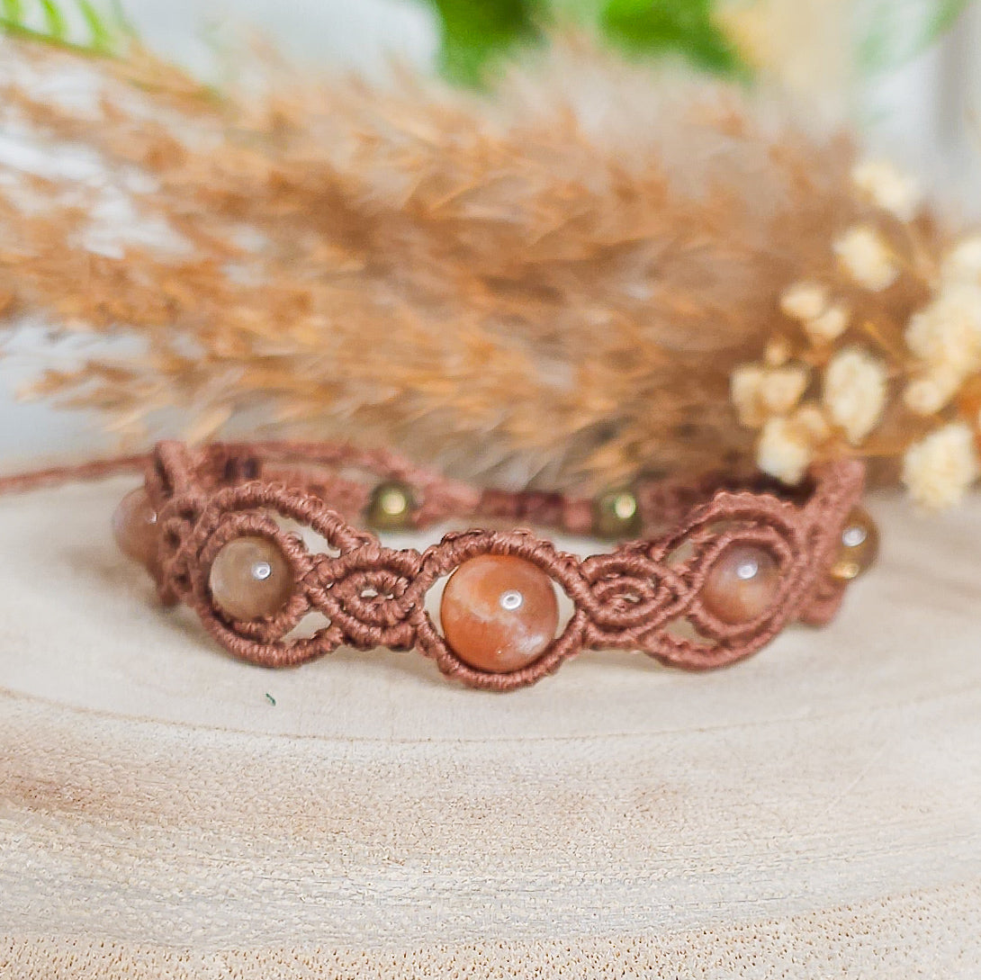Handmade Moonstone and Sunstone Bracelet