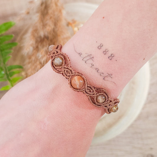 Handmade Moonstone and Sunstone Bracelet