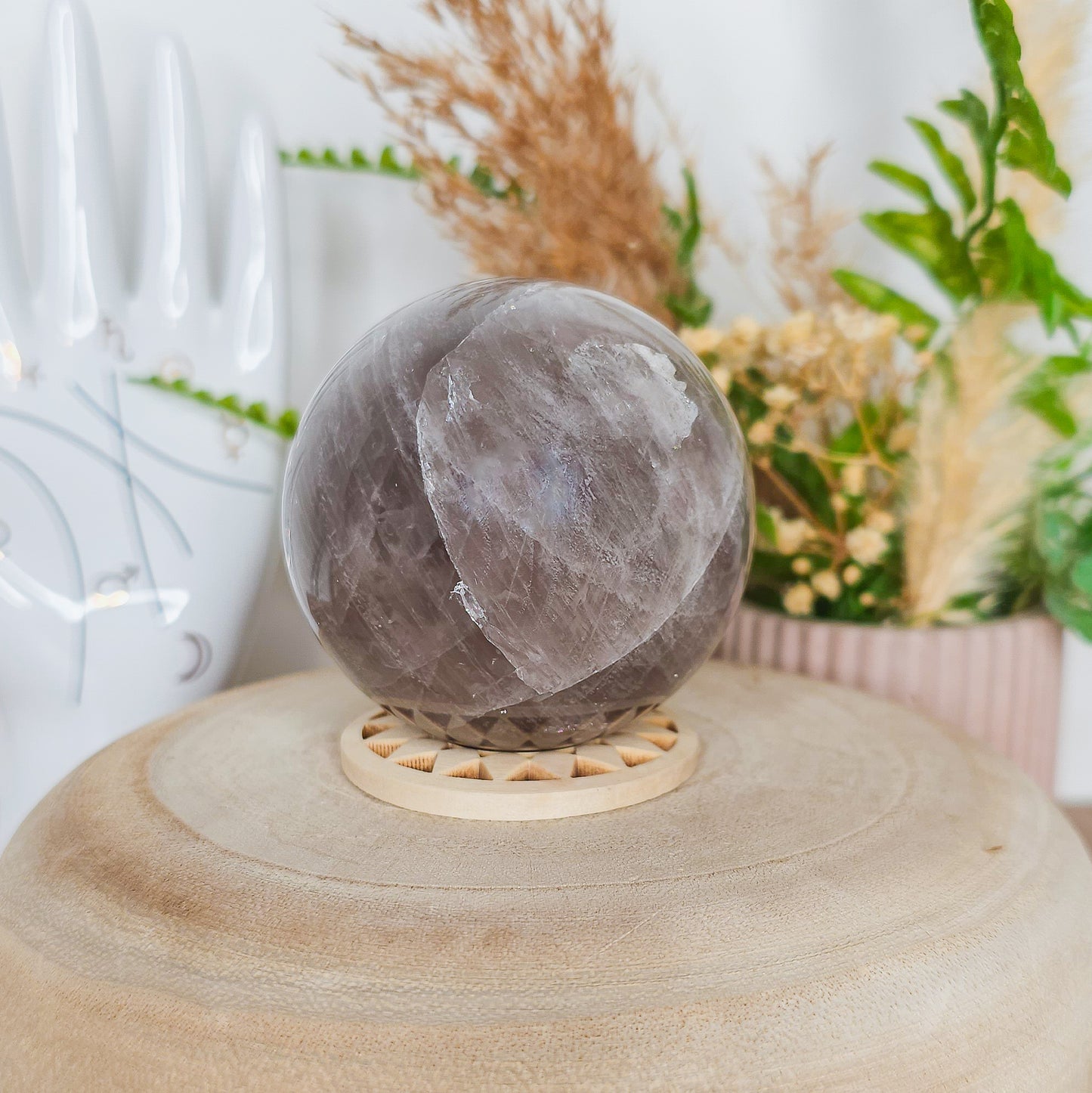 Blue Rose Quartz Sphere With Stand