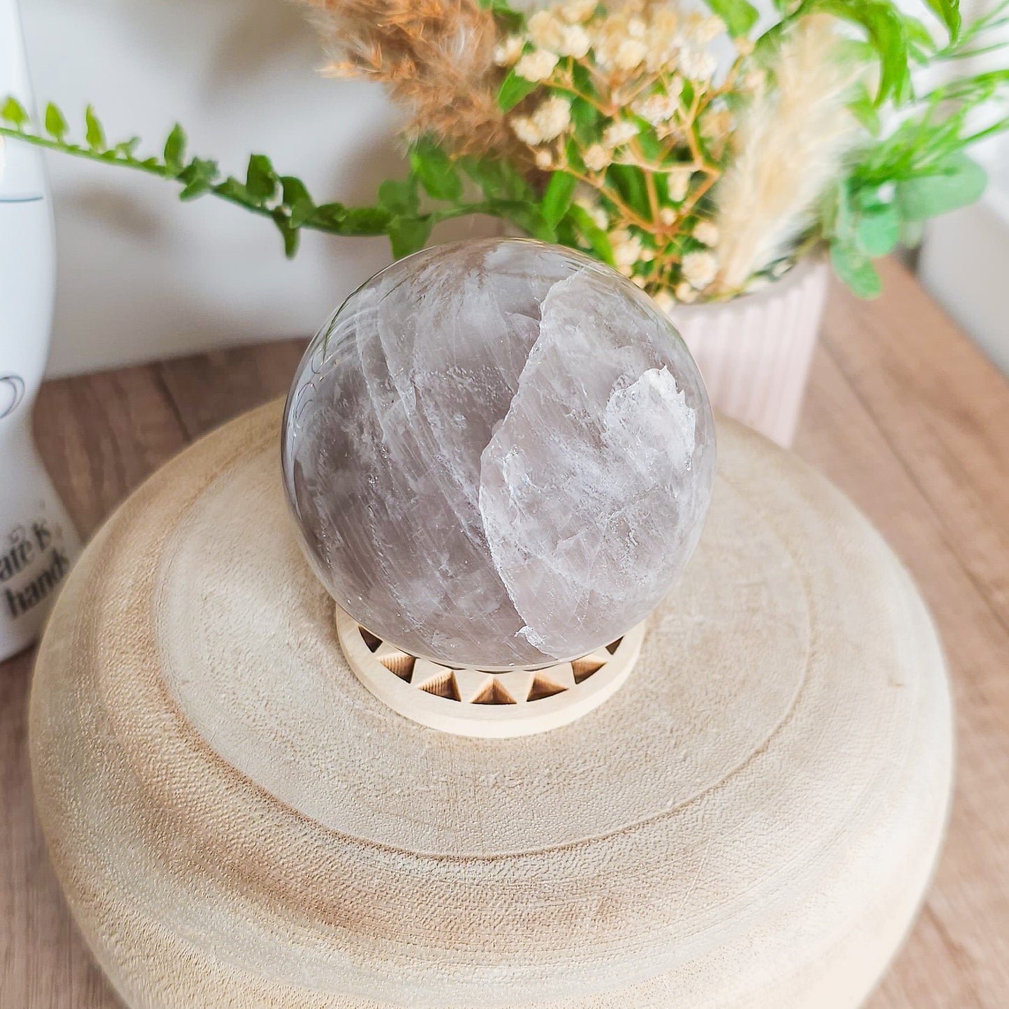 Blue Rose Quartz Sphere With Stand