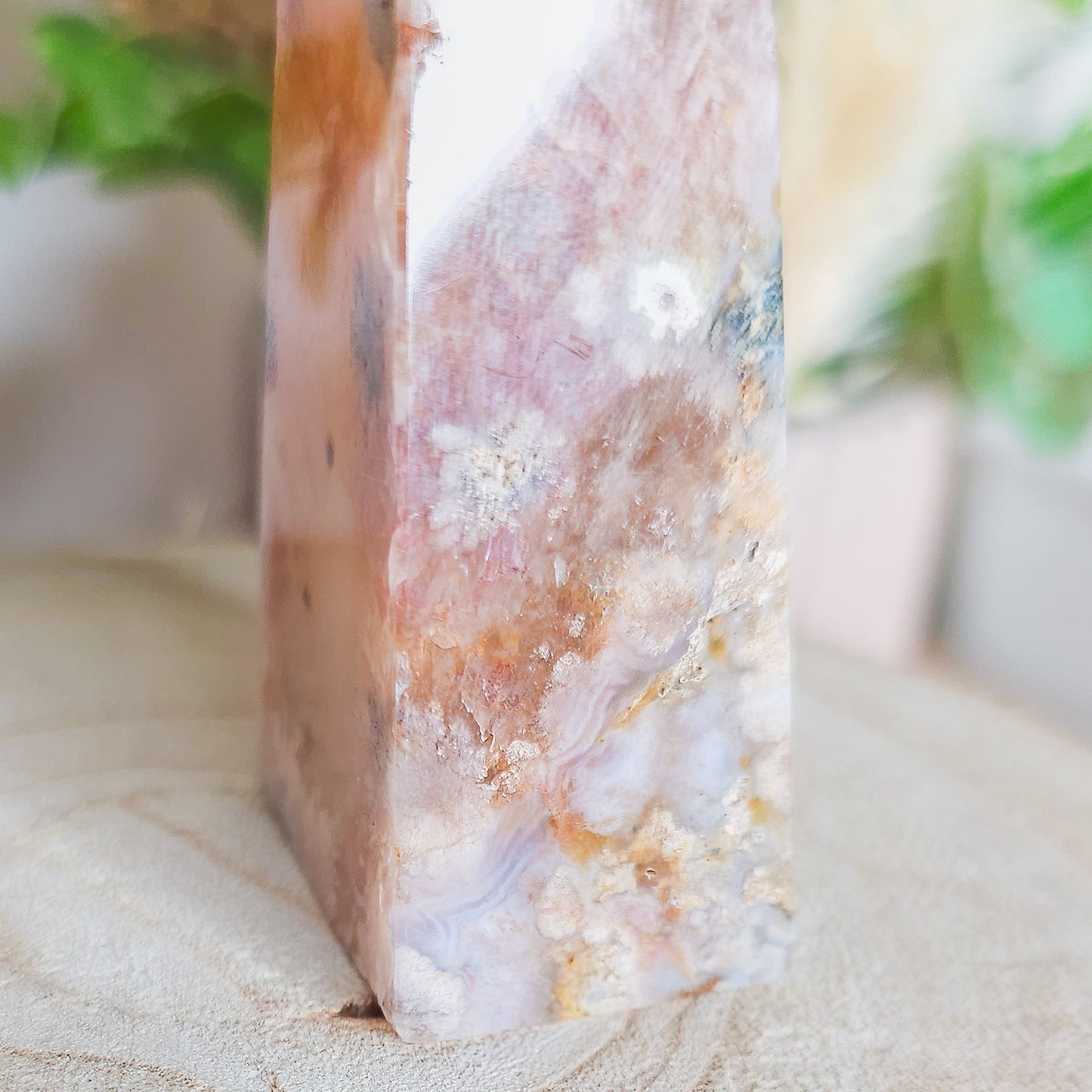 Flower Agate Tower with Pyrite Inclusions