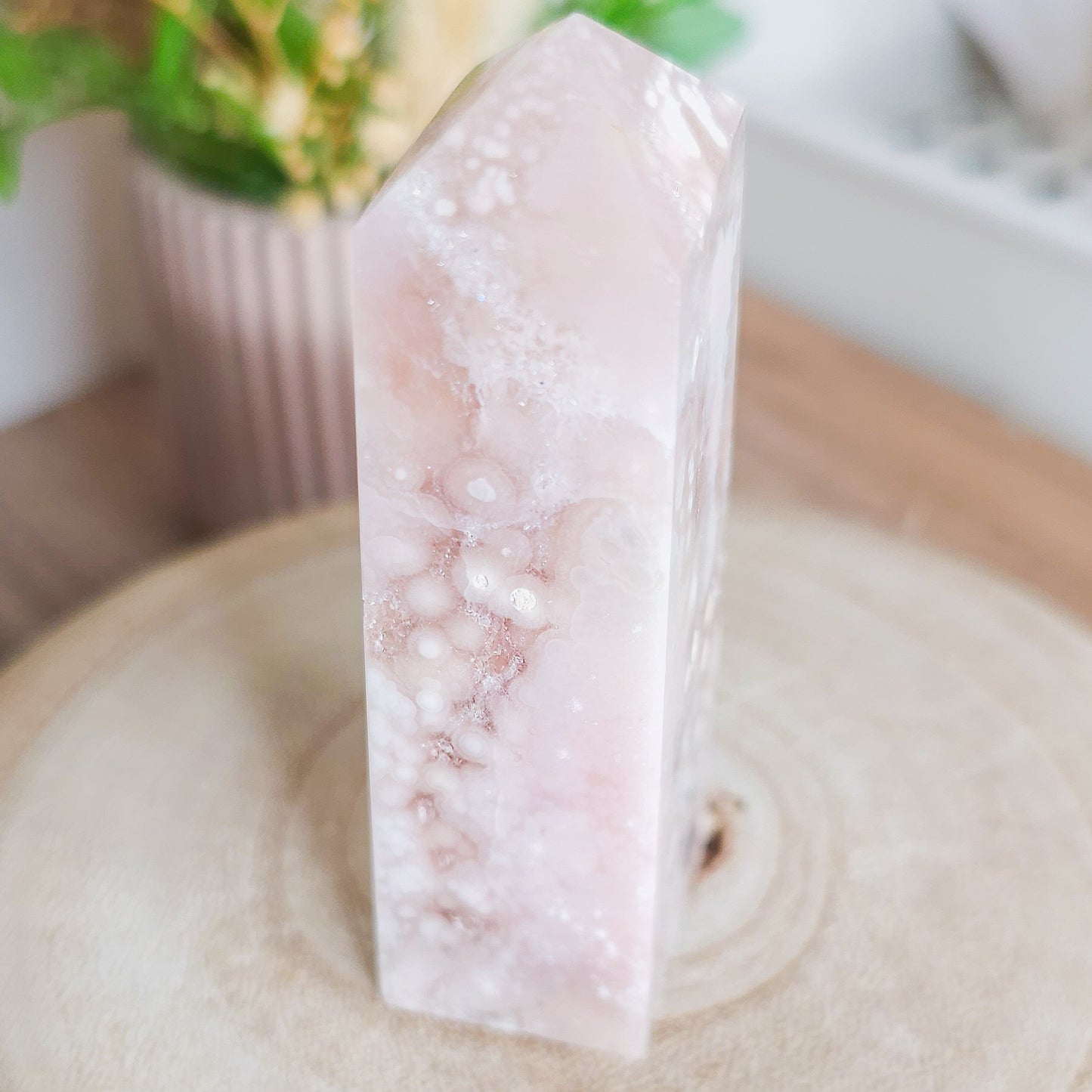 Pink Amethyst with Flower Agate and Quartz Tower