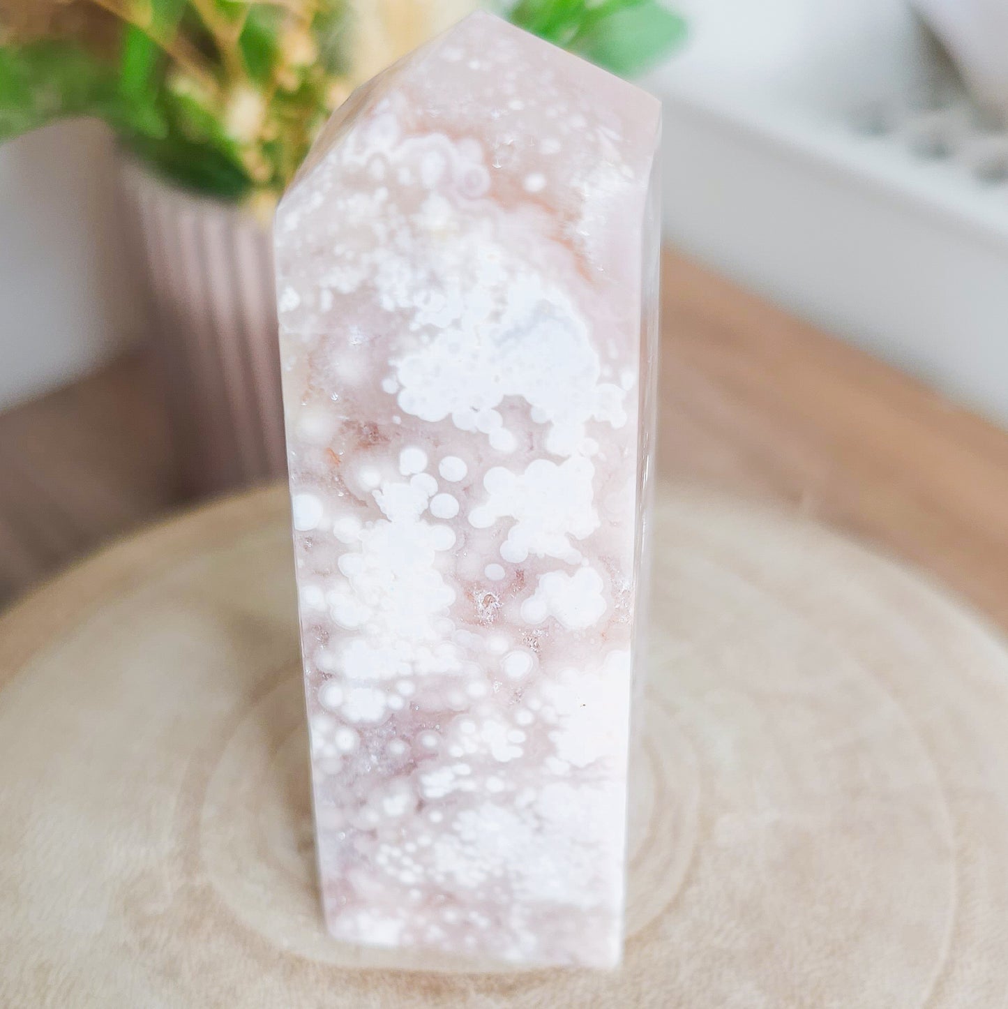 Pink Amethyst with Flower Agate and Quartz Tower