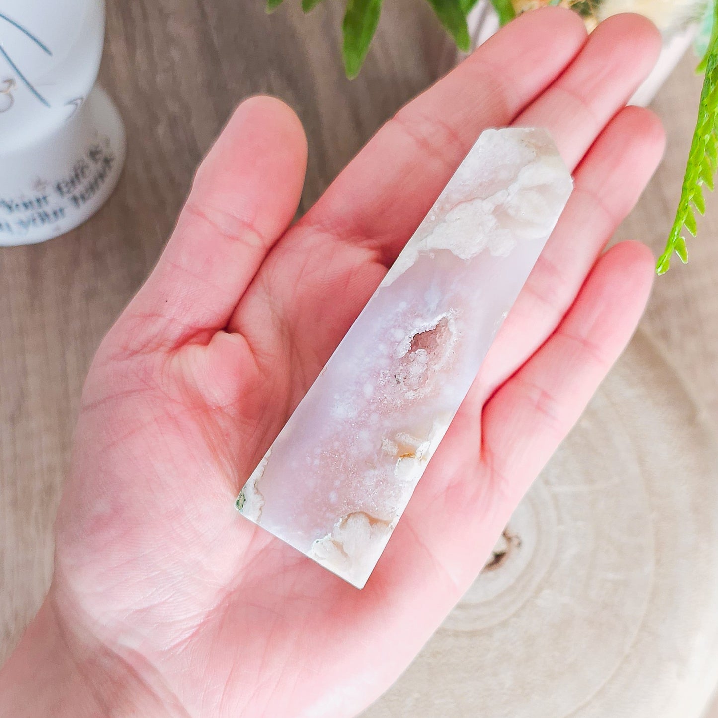 Pink Amethyst with Flower Agate Tower