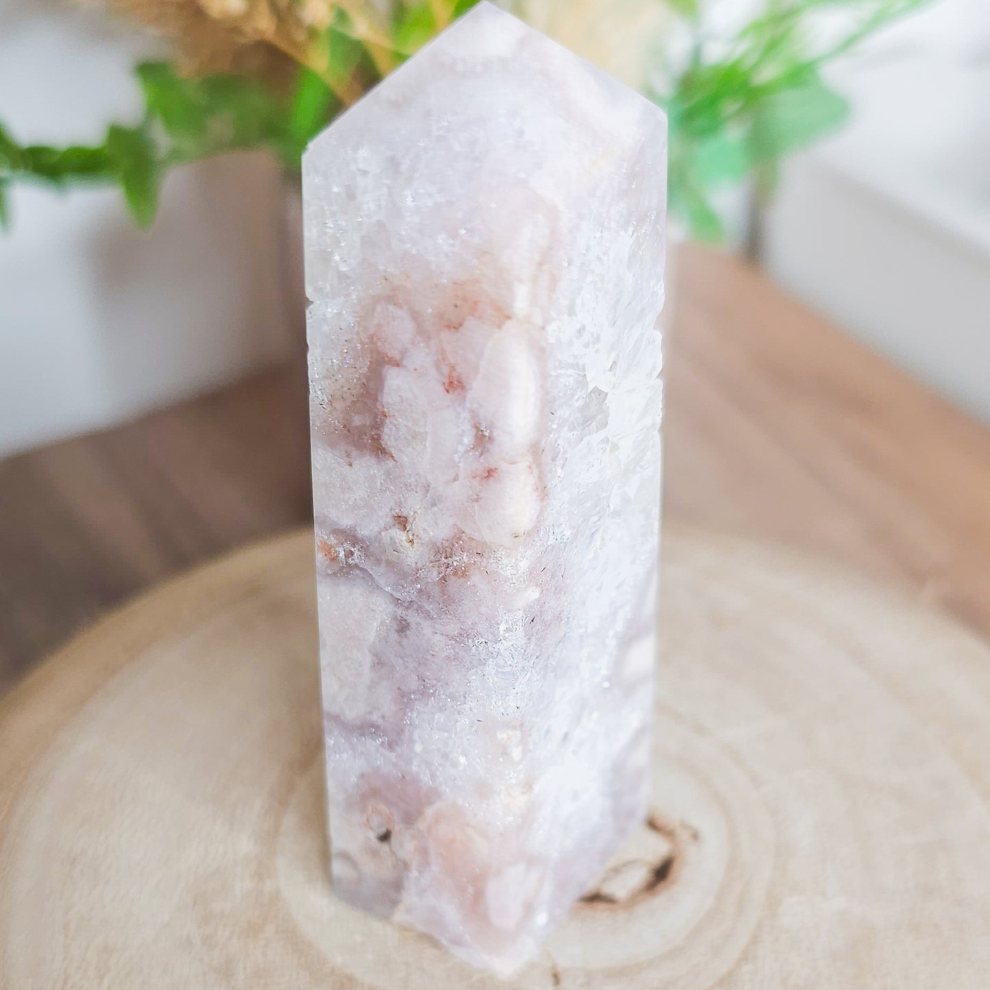 Pink Amethyst with Flower Agate and Quartz Tower
