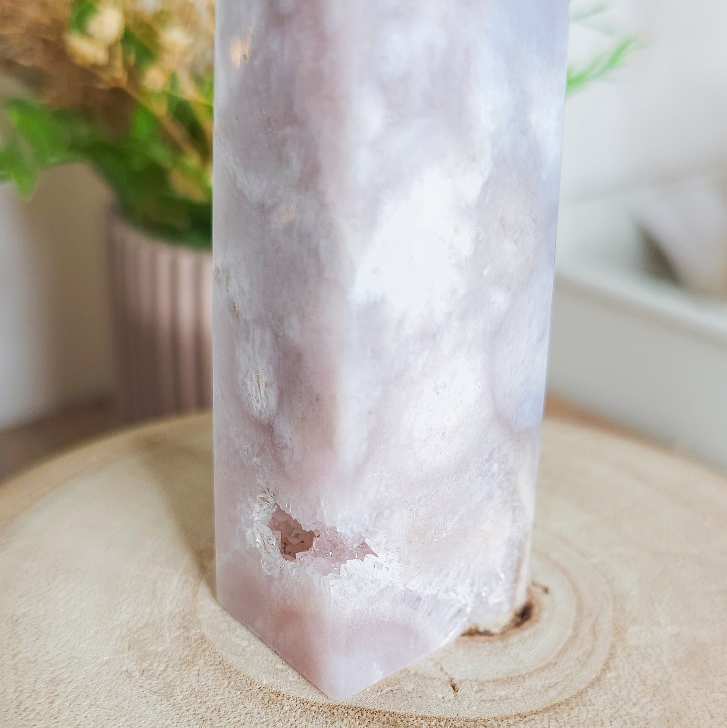 Pink Amethyst with Flower Agate and Quartz Tower