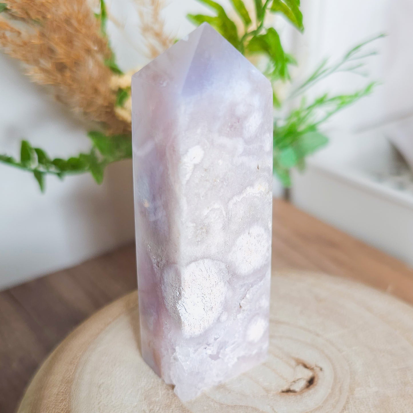 Pink Amethyst with Flower Agate and Quartz Tower