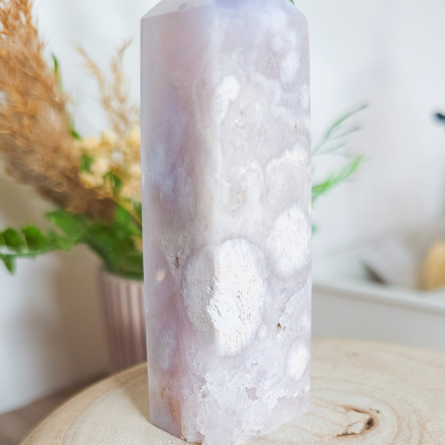 Pink Amethyst with Flower Agate and Quartz Tower