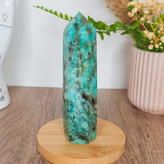 Amazonite with Smoky Quartz Tower