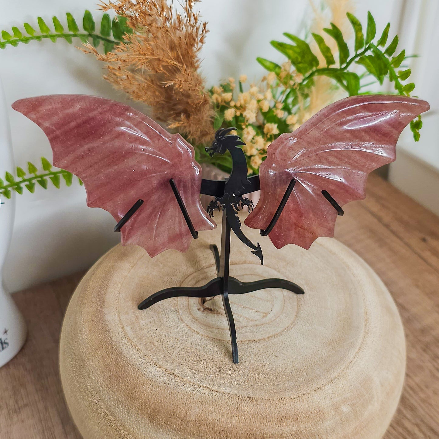 Strawberry Quartz Dragon Wings On The Stand