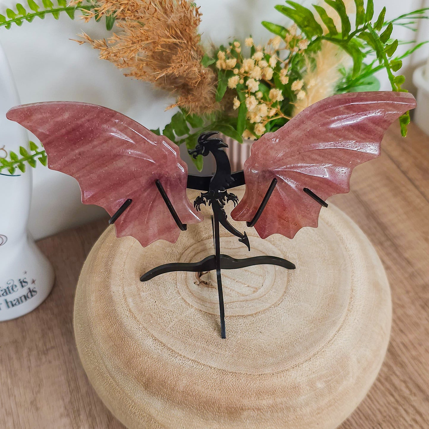 Strawberry Quartz Dragon Wings On The Stand