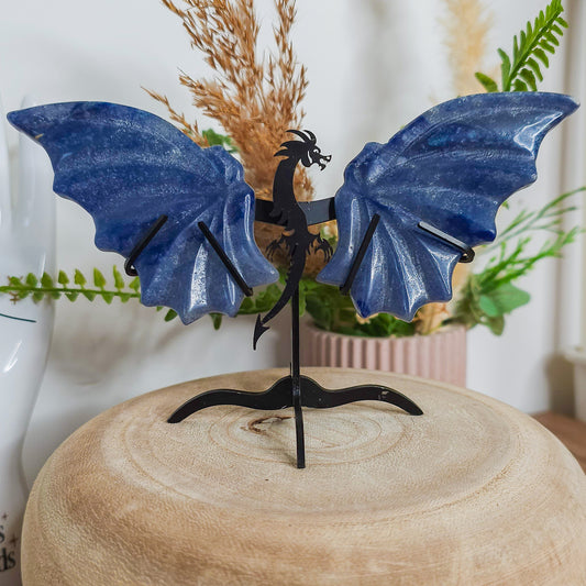 Blue Aventurine Dragon Wings on the stand
