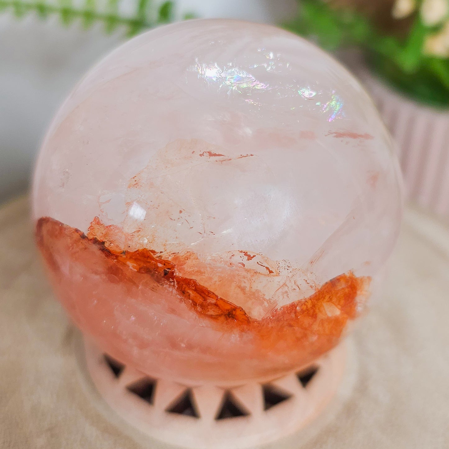 High Quality Fire Quartz Sphere with Asterism