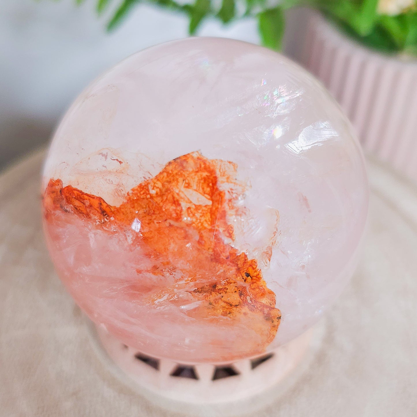 High Quality Fire Quartz Sphere with Asterism
