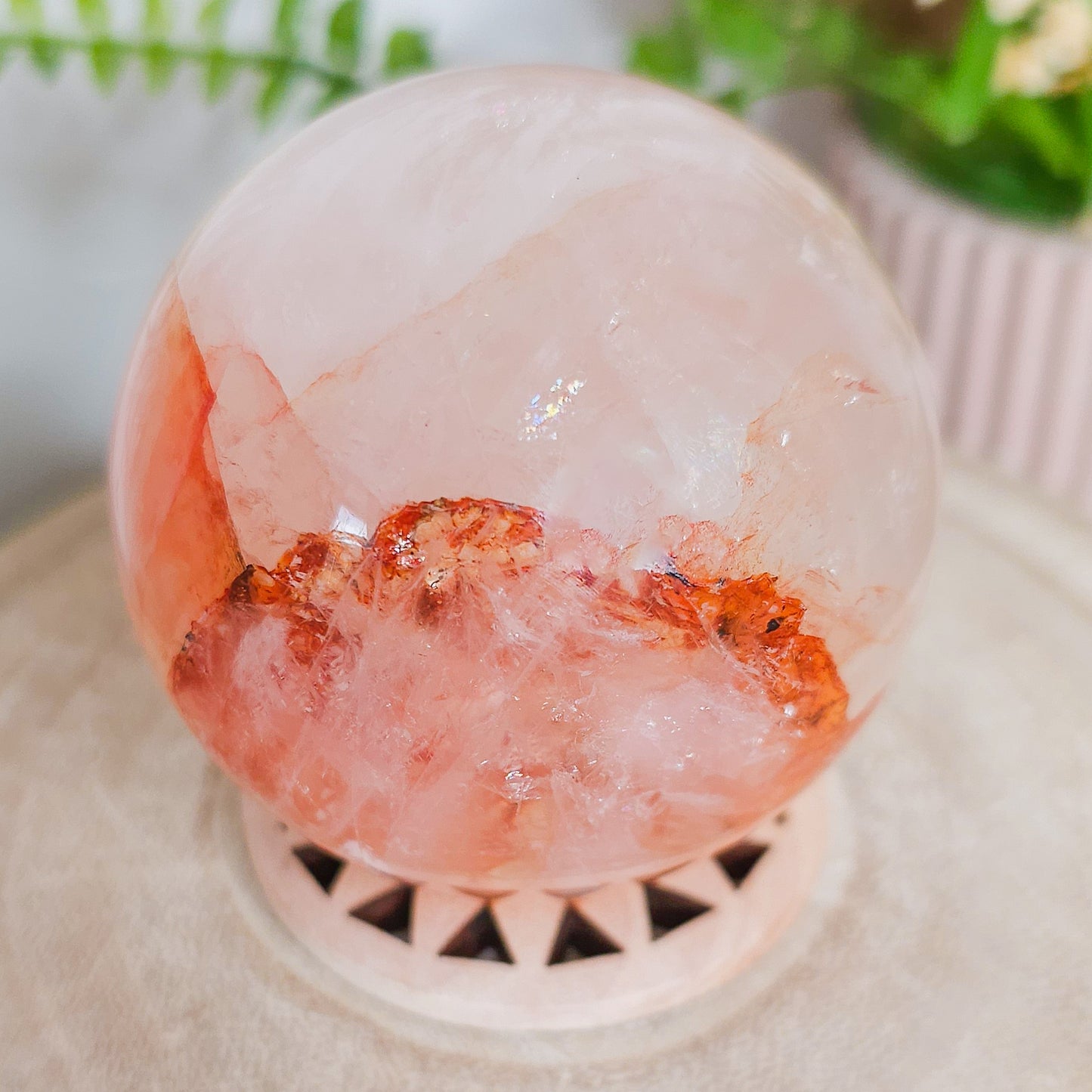 High Quality Fire Quartz Sphere with Asterism