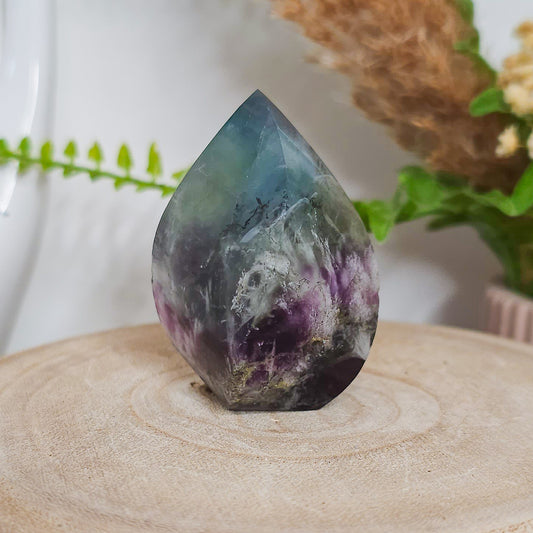 Blue, Green and Purple Feather Fluorite Flame