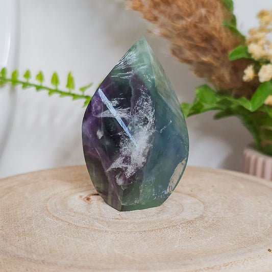 Purple, Blue and Green Feather Fluorite Flame
