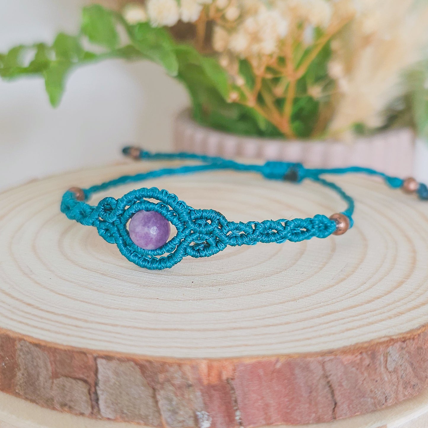 Calm & Courage |Strawberry Moon | Handmade Bracelet with Lepidolite