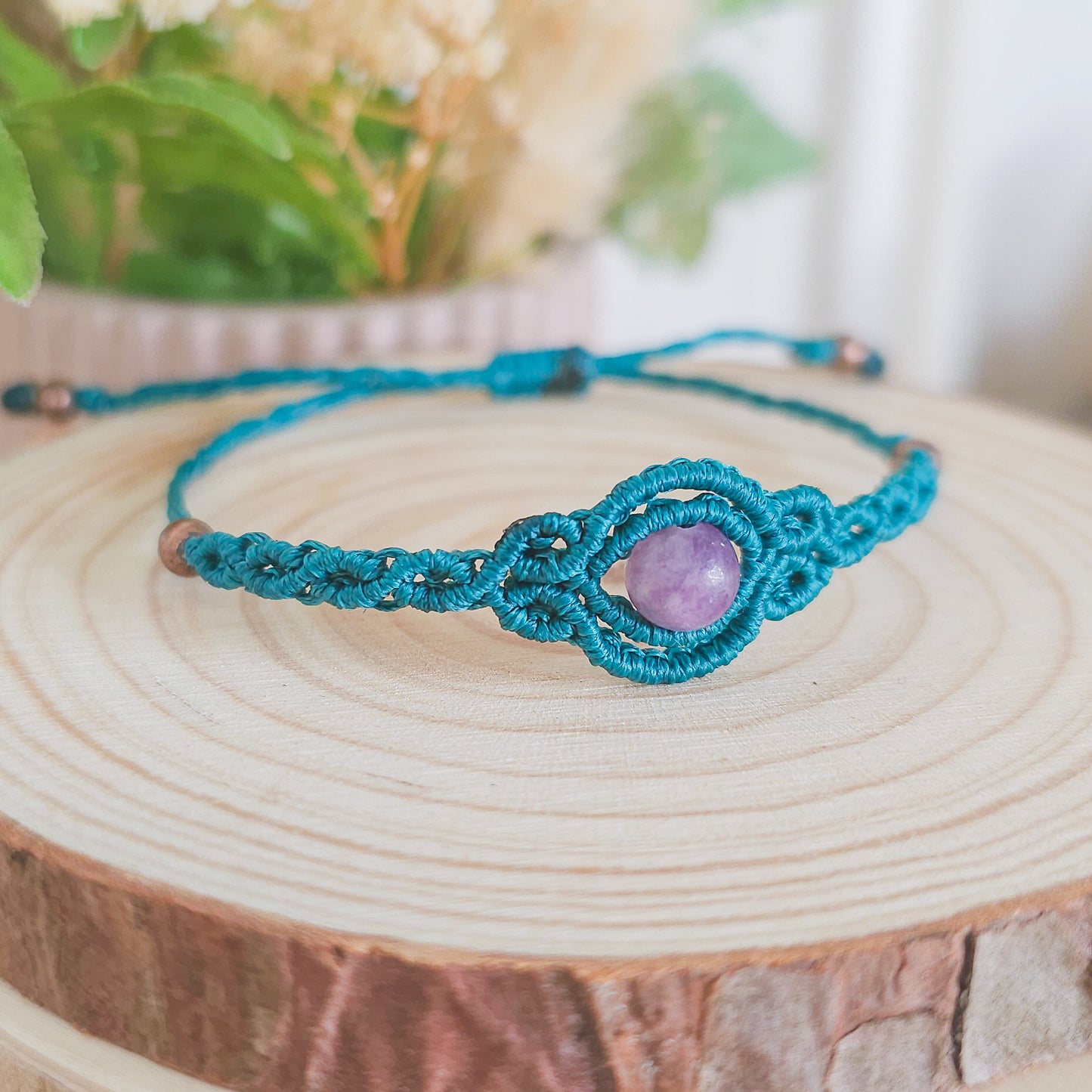 Calm & Courage |Strawberry Moon | Handmade Bracelet with Lepidolite