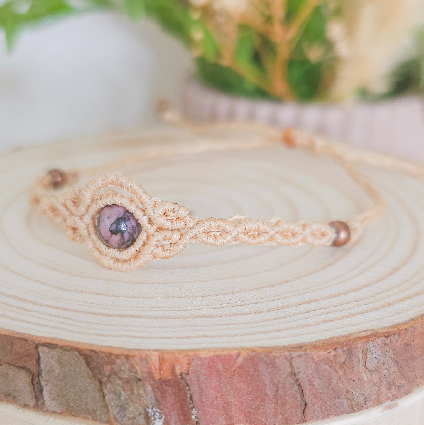 Open Heart | Strawberry Moon | Handmade Bracelet with Rhodonite