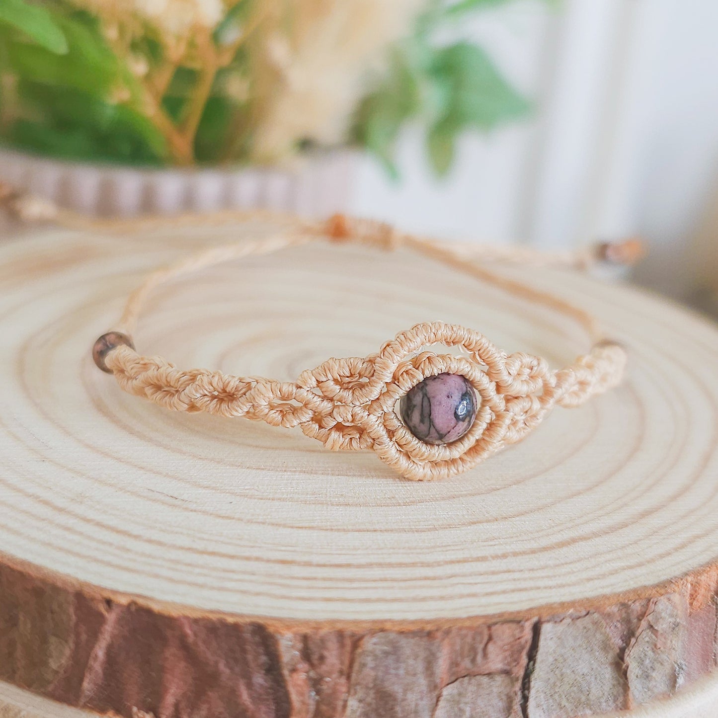 Open Heart | Strawberry Moon | Handmade Bracelet with Rhodonite