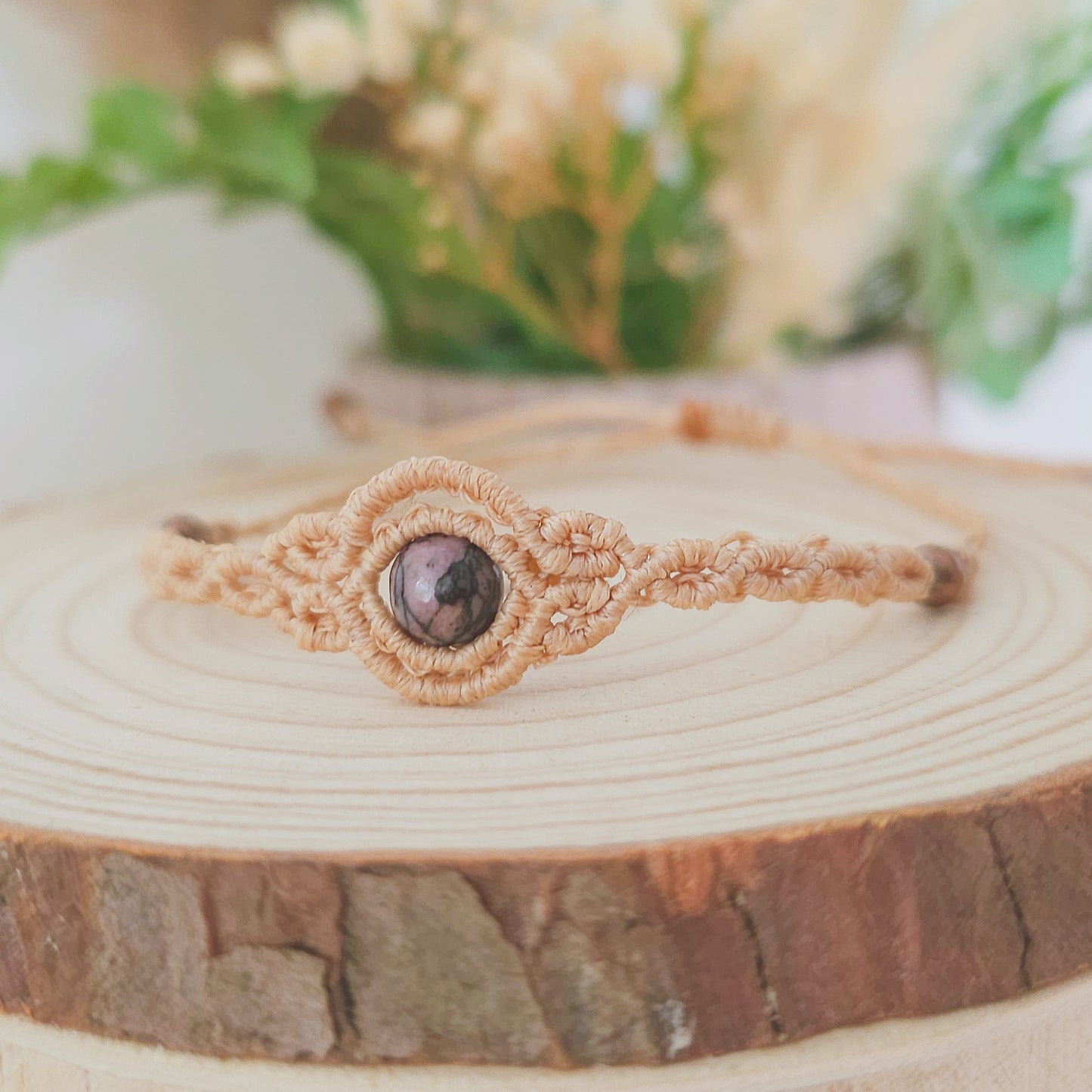 Open Heart | Strawberry Moon | Handmade Bracelet with Rhodonite