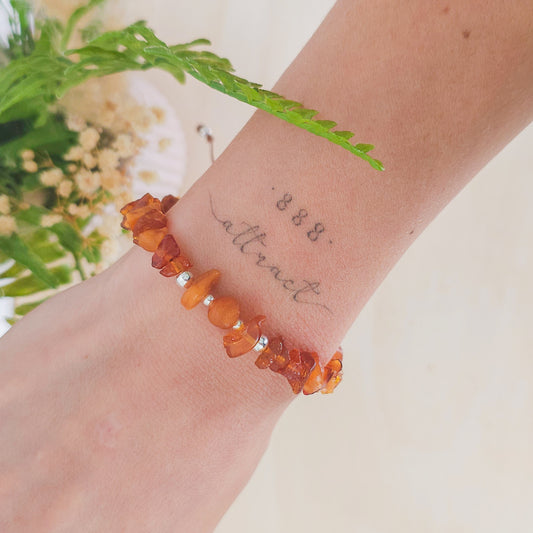 Handmade Baltic Amber beaded bracelet, infused with intention to support healing, grounding, and emotional well-being
