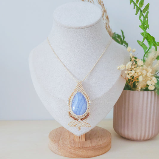 Quiet Bloom | Handmade Necklace with Blue Lace Agate